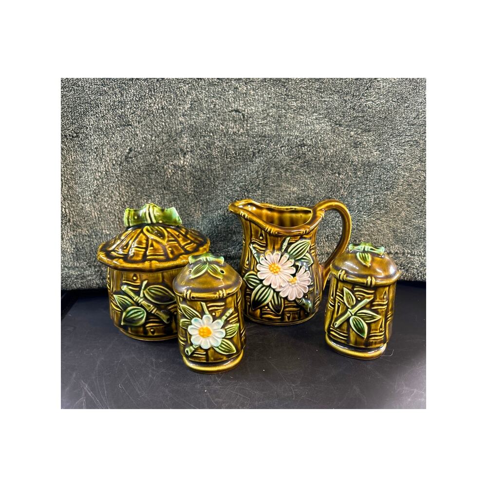 Flambro Ceramic Bamboo Design Kitchen Set c1970